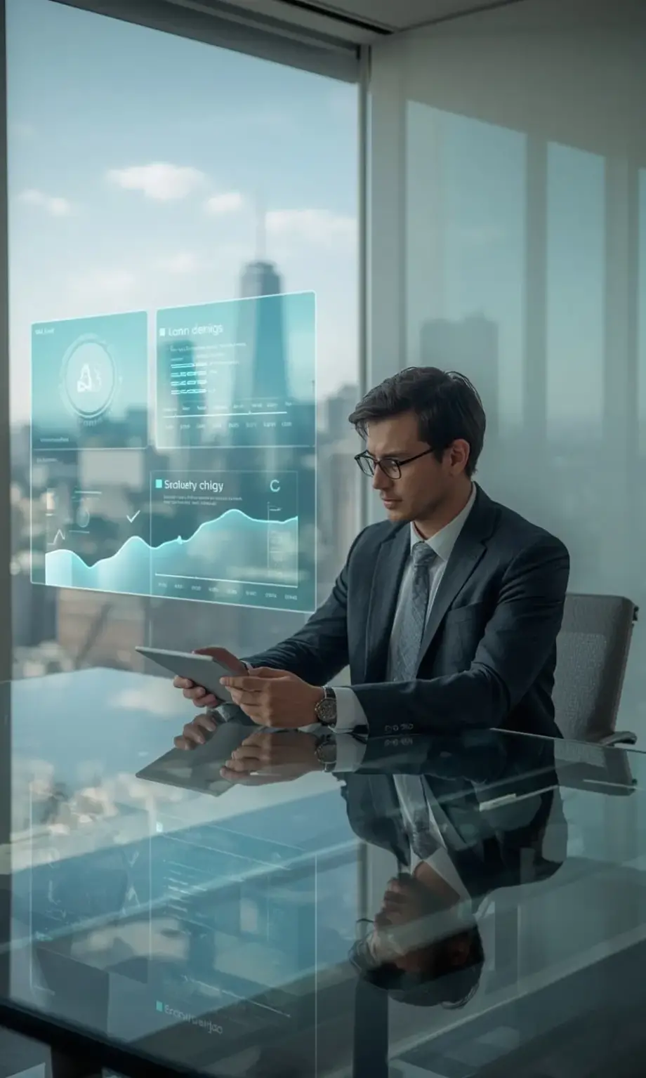 Virtual CISO expert analyzing cybersecurity dashboard with shield icon and compliance data